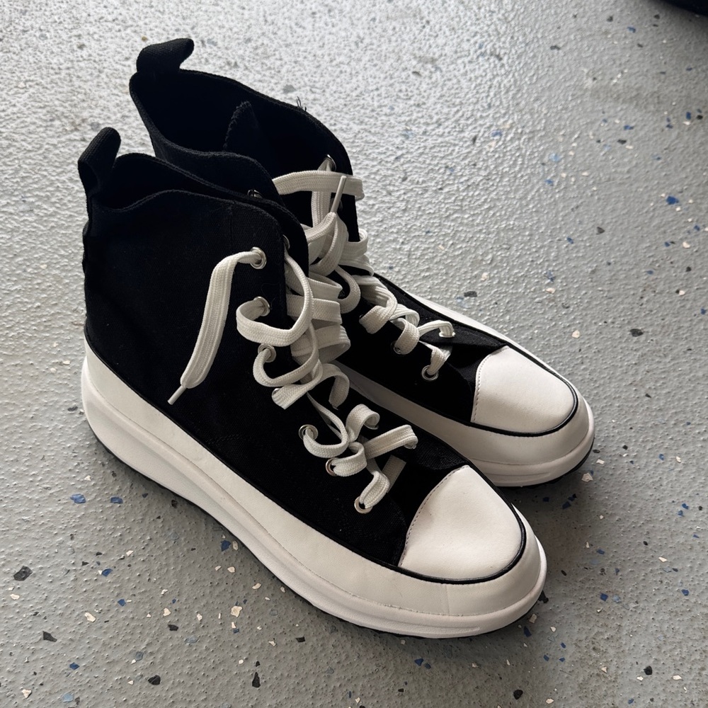 Sugar Black and White High-Top Platform Sneakers